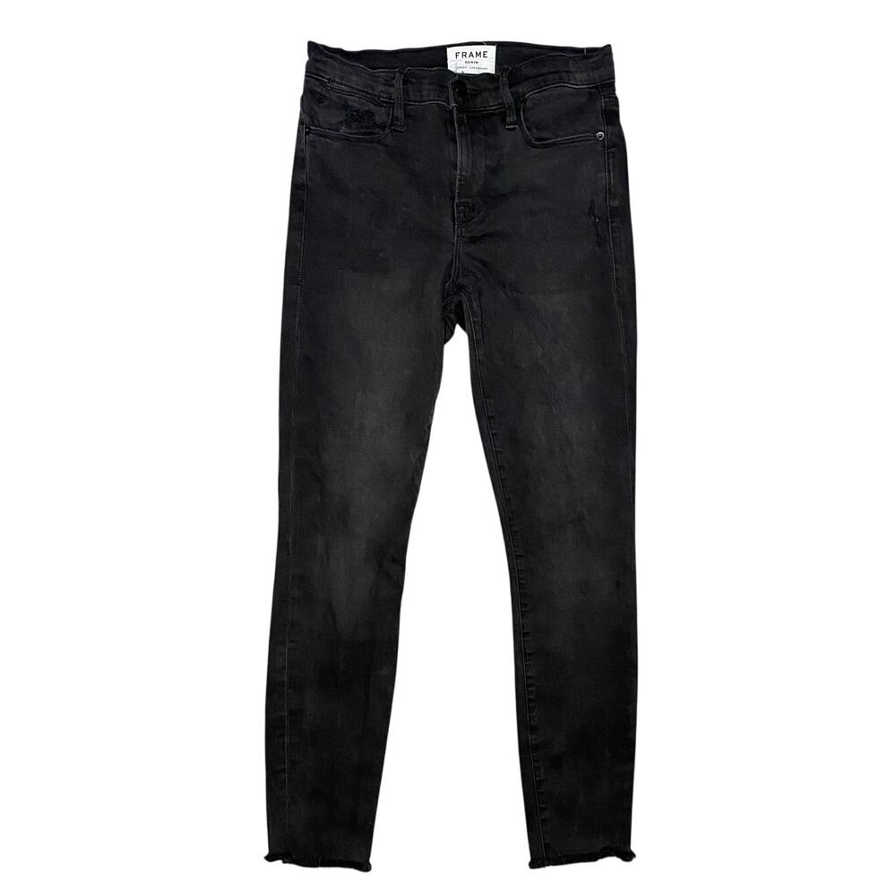 FRAME - Le High Skinny Crop Jeans - Black Size 25 - Picture 3 of 11